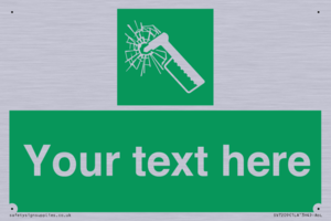 Custom sign safe condition emergency hammer